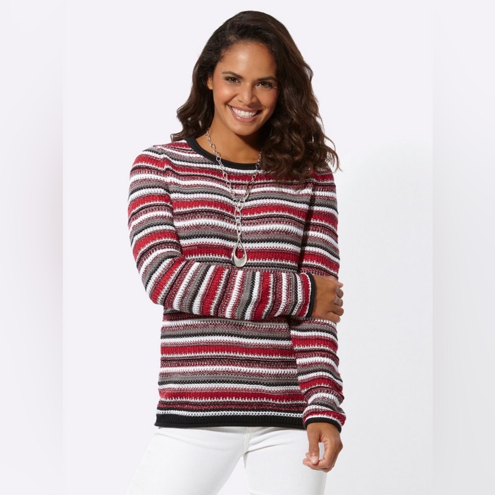 Northern Reflections stripped multi colour pullover sweater w drop sleeves large